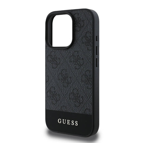 Apple iPhone 16 Pro Kılıf Guess Orjinal Lisanslı M-safe Şarj Özellikli PU Deri Şerit Logo Dizaynlı Kapak