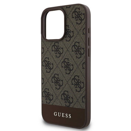 Apple iPhone 16 Pro Kılıf Guess Orjinal Lisanslı M-safe Şarj Özellikli PU Deri Şerit Logo Dizaynlı Kapak