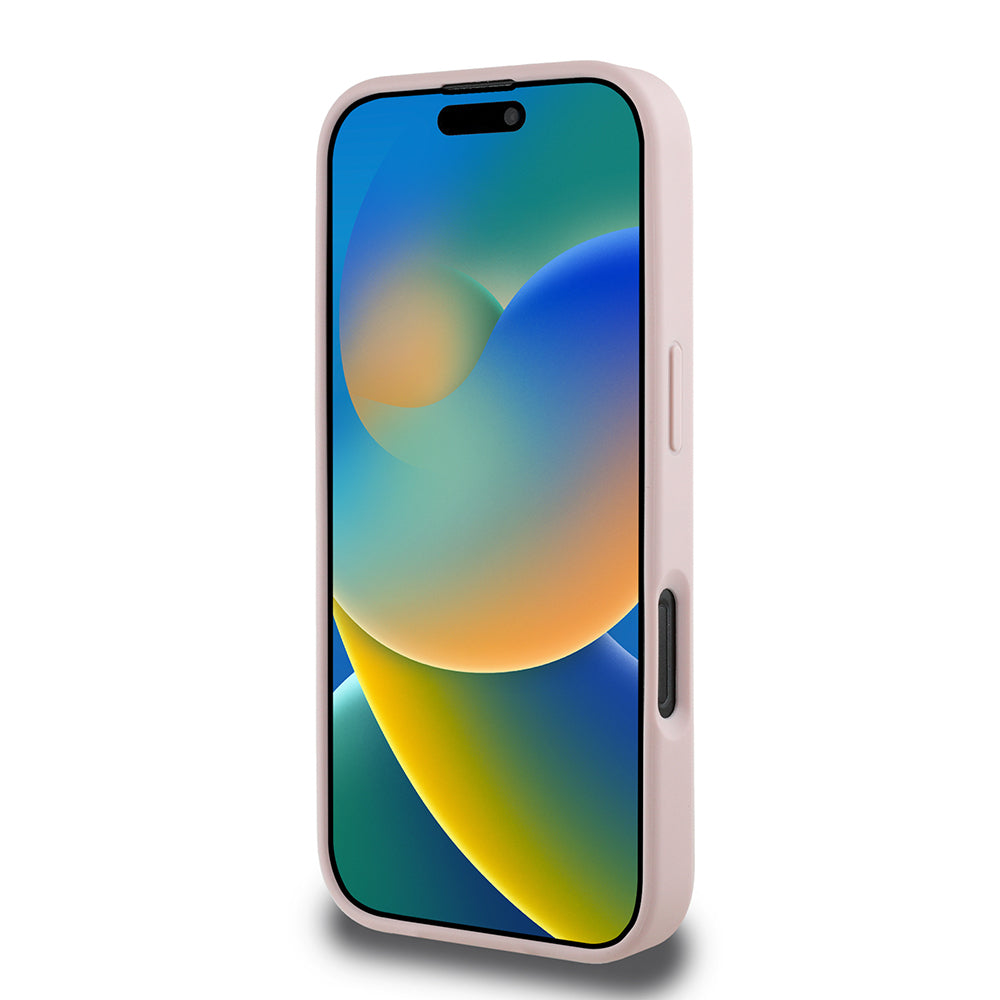 Apple iPhone 16 Pro Kılıf Guess Orjinal Lisanslı M-safe Şarj Özellikli Sıcak Baskılı Üçgen Logolu PU Deri Peony Kapak