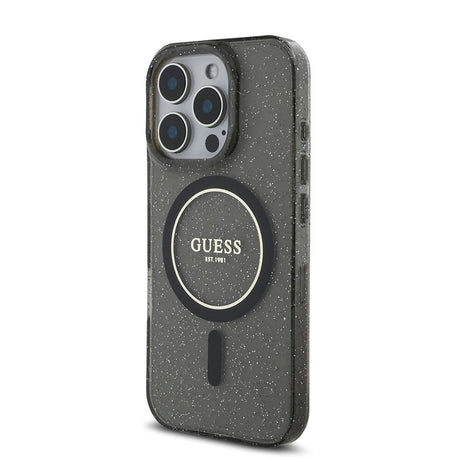 Apple iPhone 16 Pro Kılıf Guess Orjinal Lisanslı M-safe Şarj Özellikli Simli Silikon İnci Bileklikli Kapak