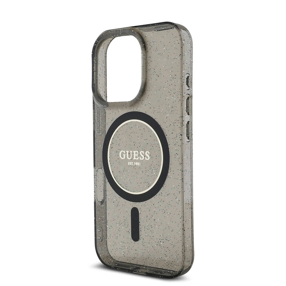 Apple iPhone 16 Pro Kılıf Guess Orjinal Lisanslı M-safe Şarj Özellikli Simli Silikon İnci Bileklikli Kapak