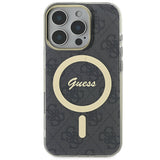 Apple iPhone 16 Pro Kılıf Guess Orjinal Lisanslı M-safe Şarj Özellikli Yazı Logolu 4G Desenli Kapak