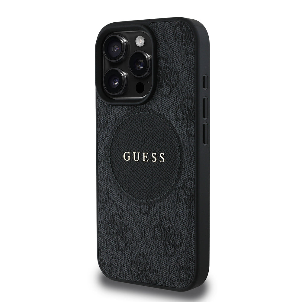 Apple iPhone 16 Pro Kılıf Guess Orjinal Lisanslı M-safe Şarj Özellikli Yazı Logolu Circle Classic Kapak