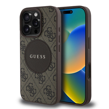 Apple iPhone 16 Pro Kılıf Guess Orjinal Lisanslı M-safe Şarj Özellikli Yazı Logolu Circle Classic Kapak