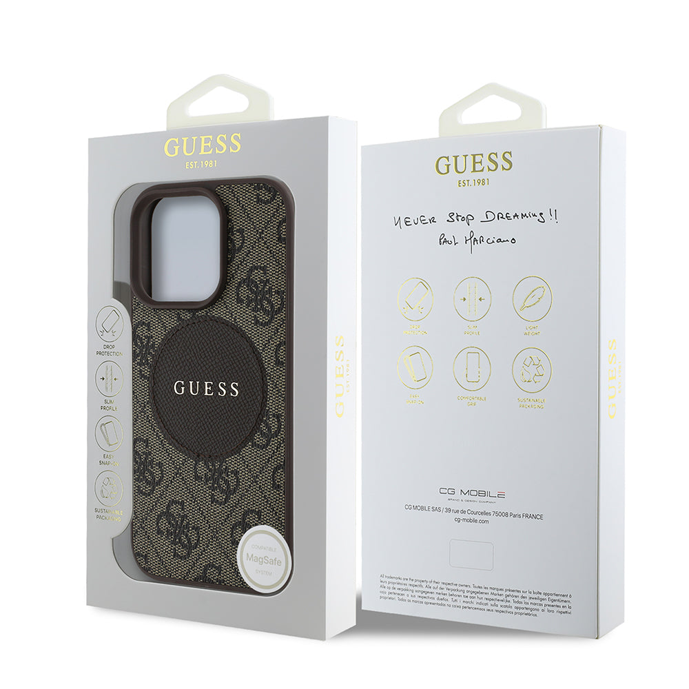Apple iPhone 16 Pro Kılıf Guess Orjinal Lisanslı M-safe Şarj Özellikli Yazı Logolu Circle Classic Kapak