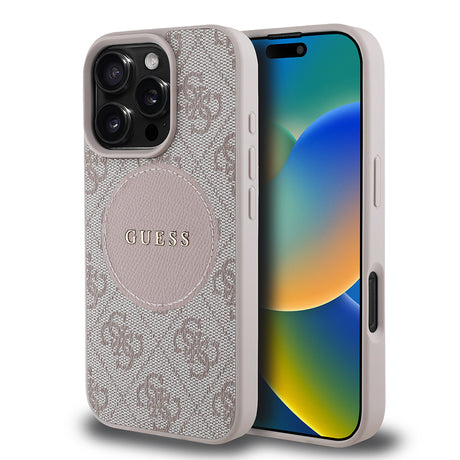 Apple iPhone 16 Pro Kılıf Guess Orjinal Lisanslı M-safe Şarj Özellikli Yazı Logolu Circle Classic Kapak