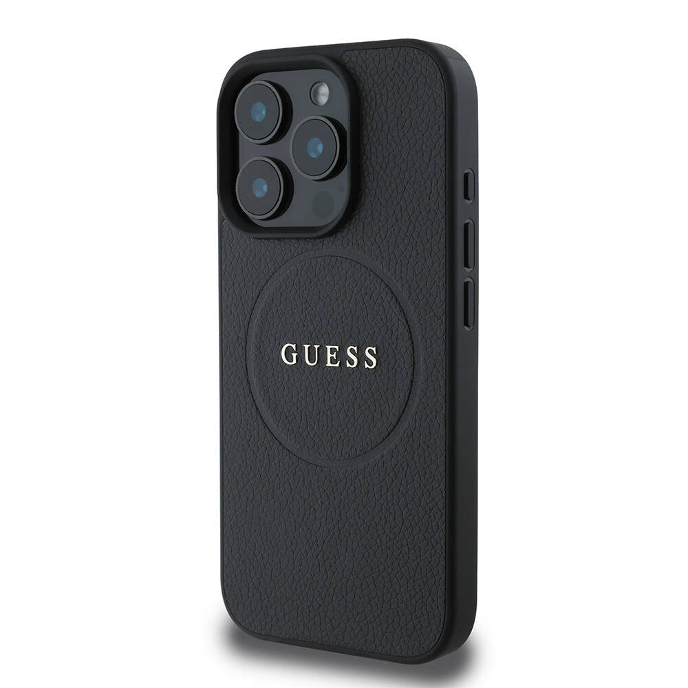 Apple iPhone 16 Pro Kılıf Guess Orjinal Lisanslı M-safe Şarj Özellikli Yazı Logolu Grained Kapak