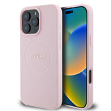 Apple iPhone 16 Pro Kılıf Guess Orjinal Lisanslı M-safe Şarj Özellikli Yazı Logolu Grained Kapak