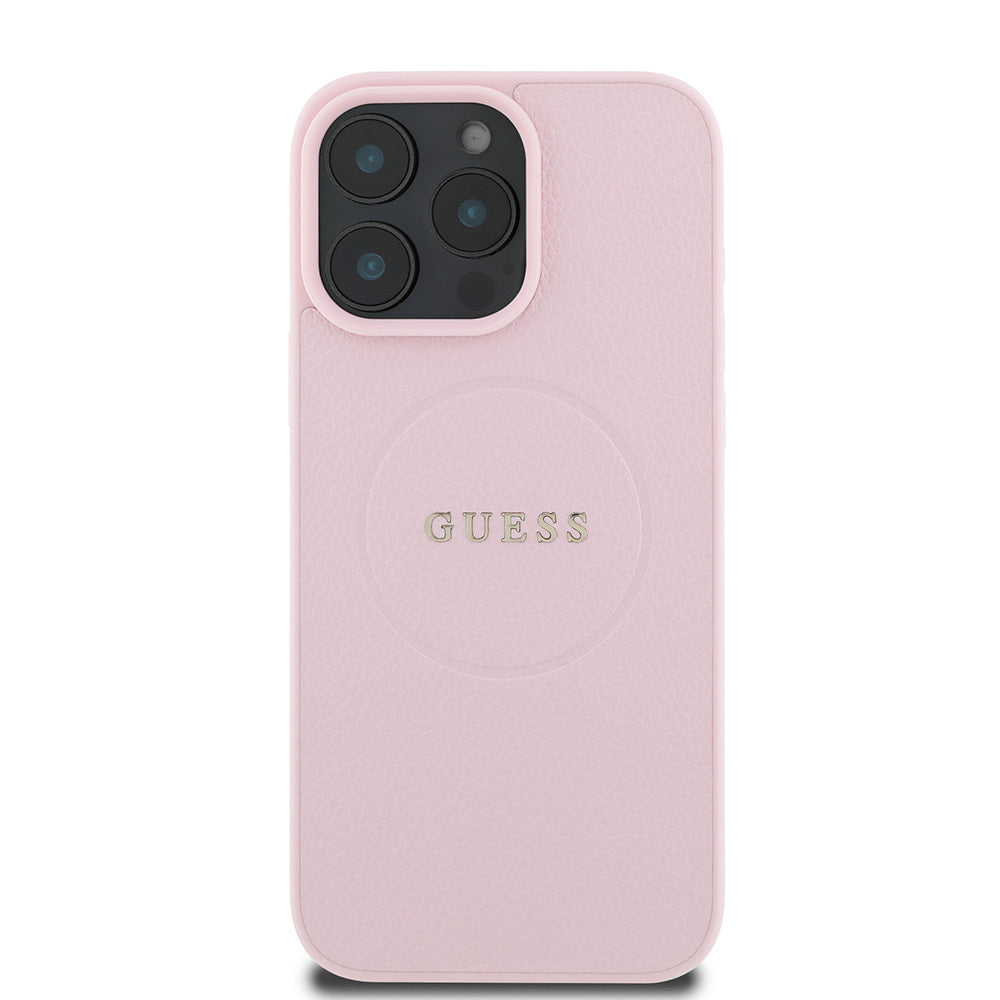 Apple iPhone 16 Pro Kılıf Guess Orjinal Lisanslı M-safe Şarj Özellikli Yazı Logolu Grained Kapak