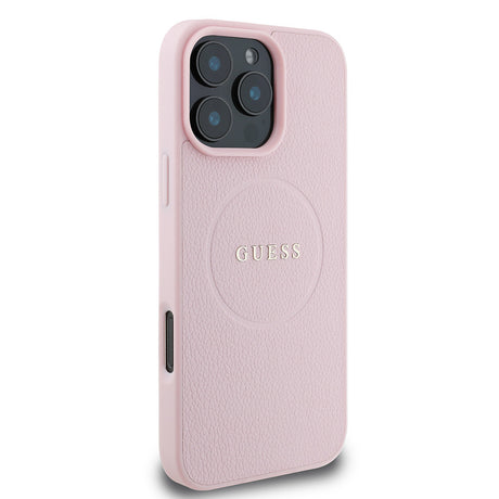 Apple iPhone 16 Pro Kılıf Guess Orjinal Lisanslı M-safe Şarj Özellikli Yazı Logolu Grained Kapak