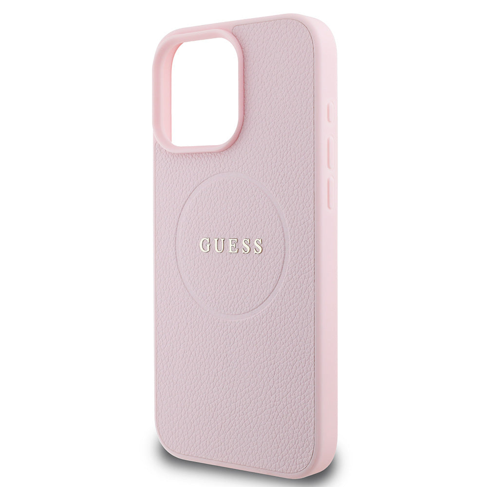 Apple iPhone 16 Pro Kılıf Guess Orjinal Lisanslı M-safe Şarj Özellikli Yazı Logolu Grained Kapak