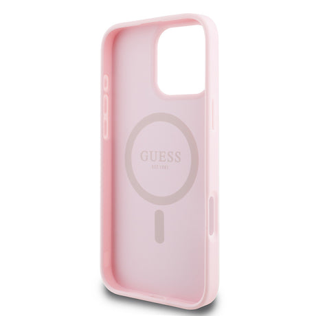 Apple iPhone 16 Pro Kılıf Guess Orjinal Lisanslı M-safe Şarj Özellikli Yazı Logolu Grained Kapak
