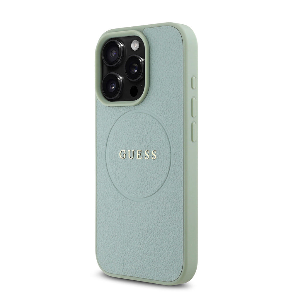 Apple iPhone 16 Pro Kılıf Guess Orjinal Lisanslı M-safe Şarj Özellikli Yazı Logolu Grained Kapak