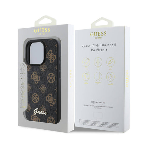 Apple iPhone 16 Pro Kılıf Guess Orjinal Lisanslı M-safe Şarj Özellikli Yazı Logolu Peony Kapak
