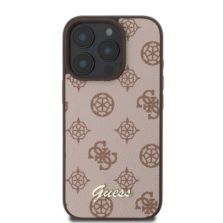 Apple iPhone 16 Pro Kılıf Guess Orjinal Lisanslı M-safe Şarj Özellikli Yazı Logolu Peony Kapak