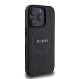 Apple iPhone 16 Pro Kılıf Guess Orjinal Lisanslı M-safe Şarj Özellikli Yazı Logolu Saffiano Peony Kapak