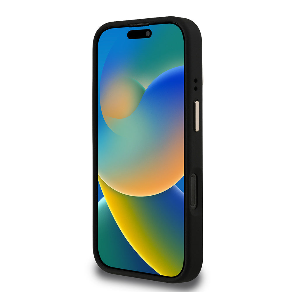 Apple iPhone 16 Pro Kılıf Guess Orjinal Lisanslı PU Deri 4G Desenli Metal Büyük 4G ve Yazı Logolu Kamera Standlı Kapak