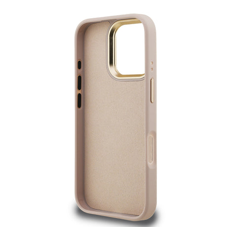 Apple iPhone 16 Pro Kılıf Guess Orjinal Lisanslı PU Deri 4G Desenli Metal Büyük 4G ve Yazı Logolu Kamera Standlı Kapak