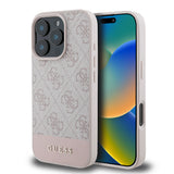 Apple iPhone 16 Pro Kılıf Guess Orjinal Lisanslı PU Deri Şerit Logo Dizaynlı Kapak