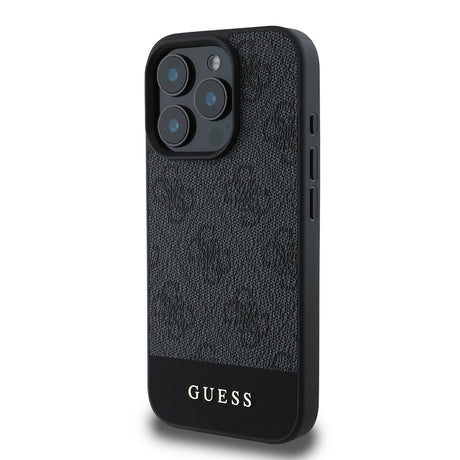 Apple iPhone 16 Pro Kılıf Guess Orjinal Lisanslı PU Deri Şerit Logo Dizaynlı Kapak