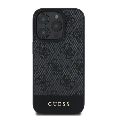 Apple iPhone 16 Pro Kılıf Guess Orjinal Lisanslı PU Deri Şerit Logo Dizaynlı Kapak