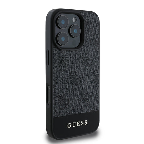Apple iPhone 16 Pro Kılıf Guess Orjinal Lisanslı PU Deri Şerit Logo Dizaynlı Kapak