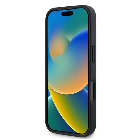 Apple iPhone 16 Pro Kılıf Guess Orjinal Lisanslı PU Deri Taşlı Üçgen Logo 4G Desenli Strass Kapak