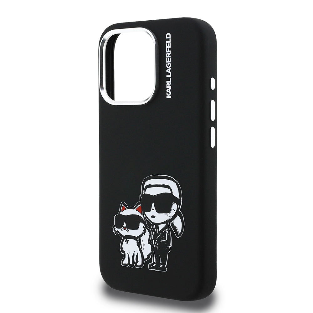 Apple iPhone 16 Pro Kılıf Karl Lagerfeld Orjinal Lisanslı Karl & Choupette Sketch Logo Sililkon Kapak