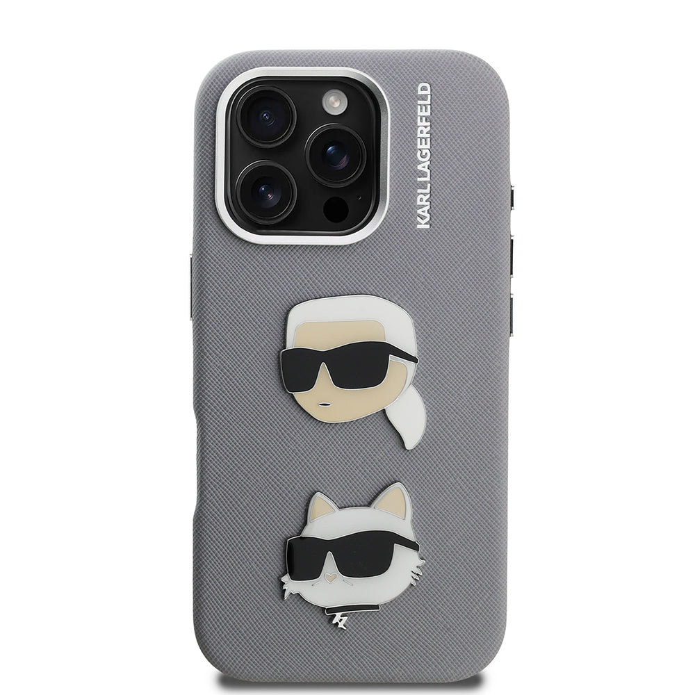 Apple iPhone 16 Pro Kılıf Karl Lagerfeld Orjinal Lisanslı K&C Heads Pin Kapak