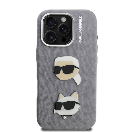 Apple iPhone 16 Pro Kılıf Karl Lagerfeld Orjinal Lisanslı K&C Heads Pin Kapak