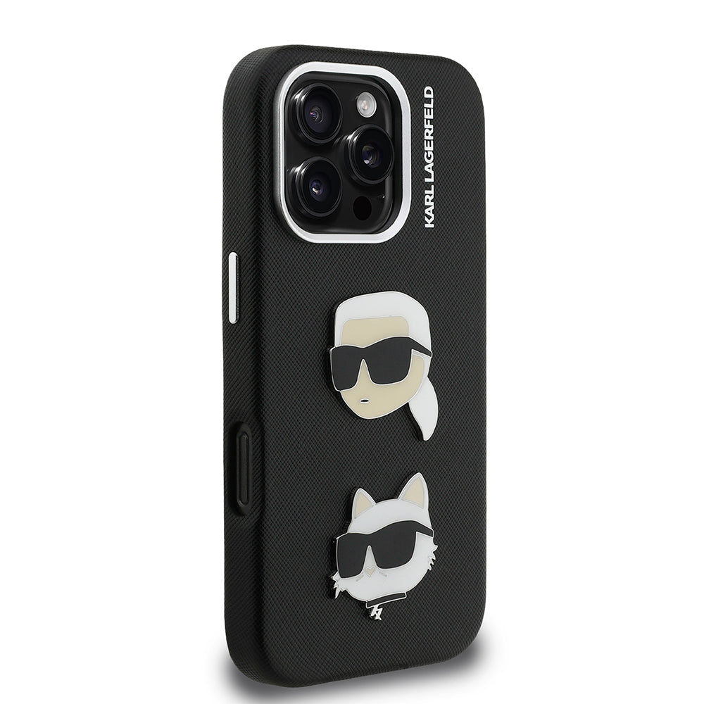 Apple iPhone 16 Pro Kılıf Karl Lagerfeld Orjinal Lisanslı K&C Heads Pin Kapak