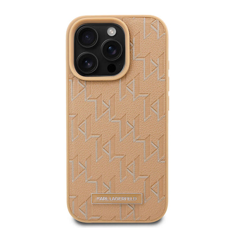 Apple iPhone 16 Pro Kılıf Karl Lagerfeld Orjinal Lisanslı M-safe Şarj Özellikli KL Yazılı Hot Stamp Kapak