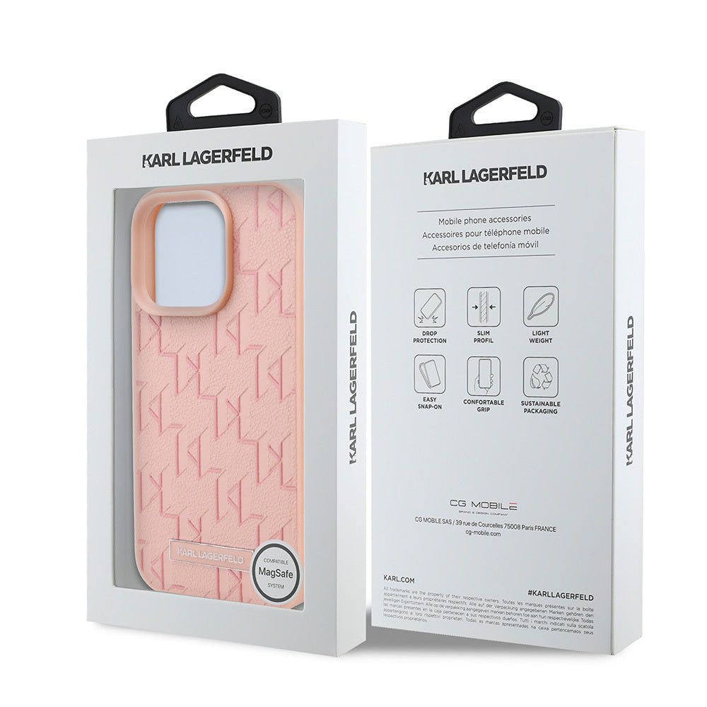 Apple iPhone 16 Pro Kılıf Karl Lagerfeld Orjinal Lisanslı M-safe Şarj Özellikli KL Yazılı Hot Stamp Kapak
