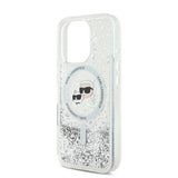 Apple iPhone 16 Pro Kılıf Karl Lagerfeld Orjinal Lisanslı M-safe Şarj Özellikli Sıvılı Simli KC Heads Kapak