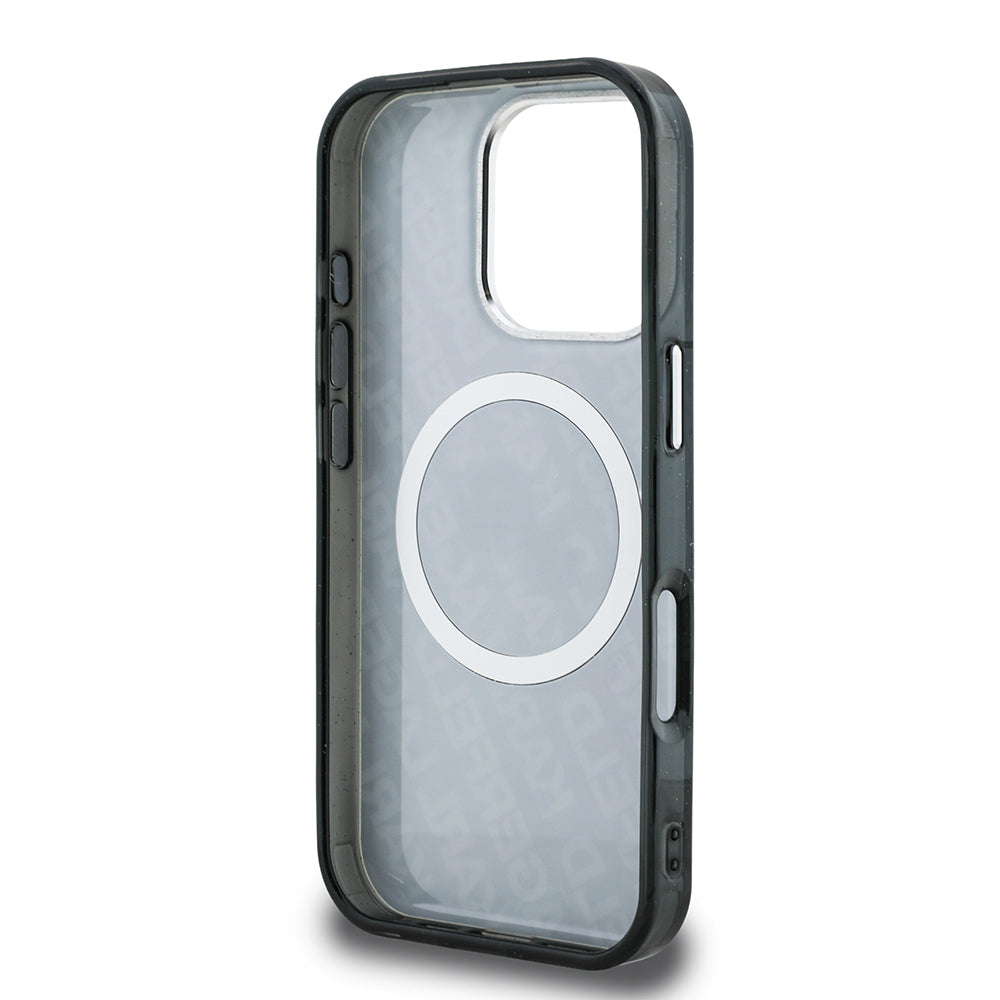 Apple iPhone 16 Pro Kılıf Karl Lagerfeld Orjinal Lisanslı Parlayan Simli Karl & Choupette Heads Kapak