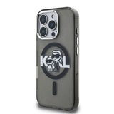 Apple iPhone 16 Pro Kılıf Karl Lagerfeld Orjinal Lisanslı Parlayan Simli Karl & Choupette Sketch Logo Kapak