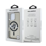 Apple iPhone 16 Pro Kılıf Karl Lagerfeld Orjinal Lisanslı Parlayan Simli Karl & Choupette Sketch Logo Kapak