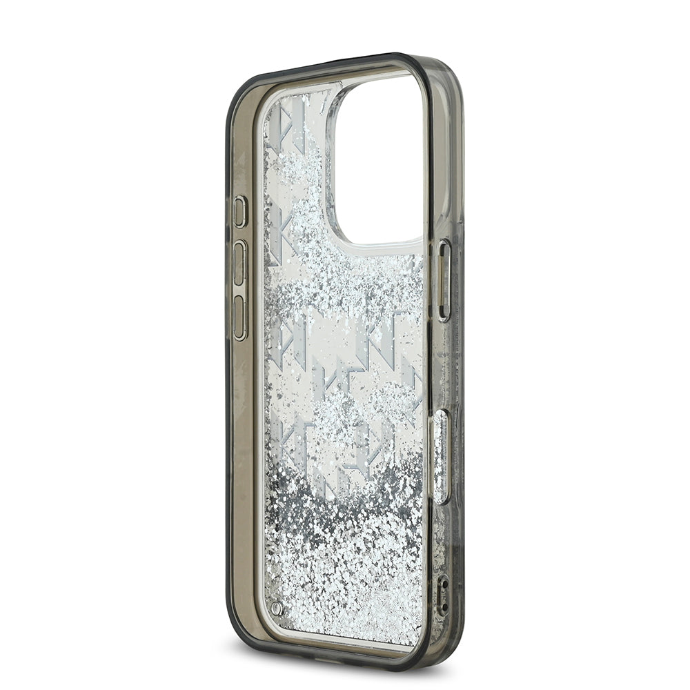 Apple iPhone 16 Pro Kılıf Karl Lagerfeld Orjinal Lisanslı Simli KL Yazılı Monogram Gradient Kapak