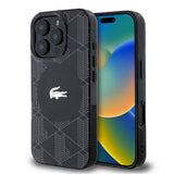 Apple iPhone 16 Pro Kılıf Lacoste Orjinal Lisanslı M-safe Şarj Özellikli IML Baskılı Gümüş Timsah Logolu Monogram Kapak