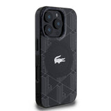 Apple iPhone 16 Pro Kılıf Lacoste Orjinal Lisanslı M-safe Şarj Özellikli IML Baskılı Gümüş Timsah Logolu Monogram Kapak