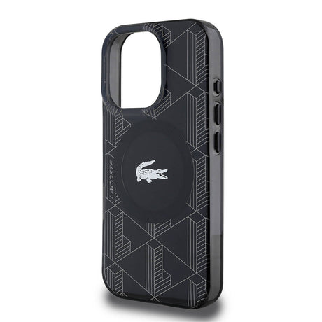 Apple iPhone 16 Pro Kılıf Lacoste Orjinal Lisanslı M-safe Şarj Özellikli IML Baskılı Gümüş Timsah Logolu Monogram Kapak