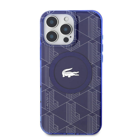 Apple iPhone 16 Pro Kılıf Lacoste Orjinal Lisanslı M-safe Şarj Özellikli IML Baskılı Gümüş Timsah Logolu Monogram Kapak