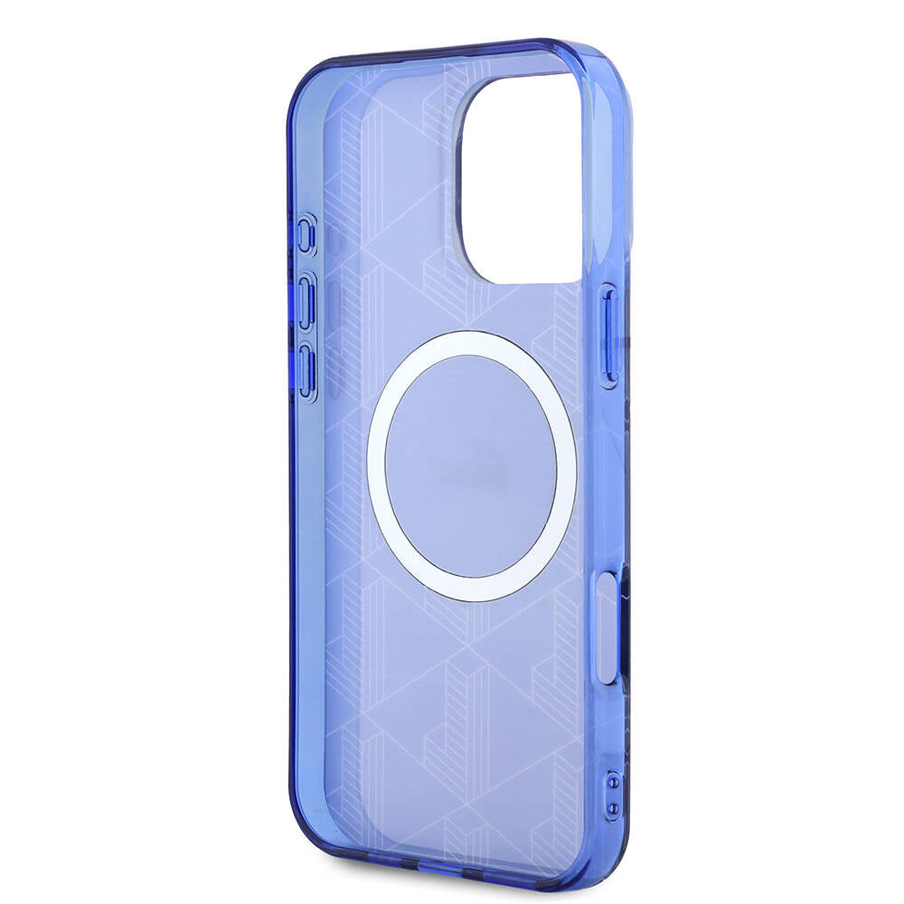 Apple iPhone 16 Pro Kılıf Lacoste Orjinal Lisanslı M-safe Şarj Özellikli IML Baskılı Gümüş Timsah Logolu Monogram Kapak