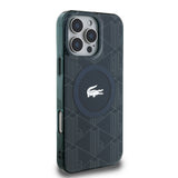 Apple iPhone 16 Pro Kılıf Lacoste Orjinal Lisanslı M-safe Şarj Özellikli IML Baskılı Gümüş Timsah Logolu Monogram Kapak