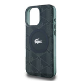 Apple iPhone 16 Pro Kılıf Lacoste Orjinal Lisanslı M-safe Şarj Özellikli IML Baskılı Gümüş Timsah Logolu Monogram Kapak