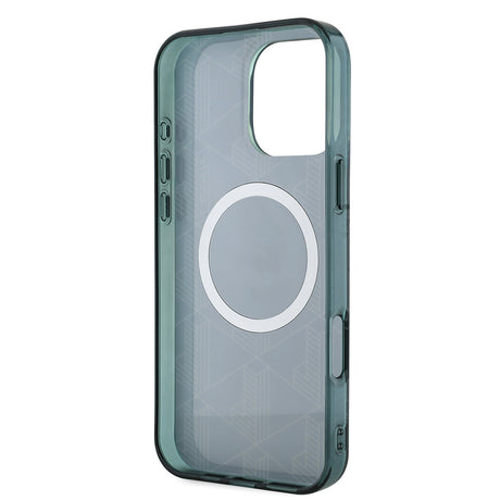 Apple iPhone 16 Pro Kılıf Lacoste Orjinal Lisanslı M-safe Şarj Özellikli IML Baskılı Gümüş Timsah Logolu Monogram Kapak