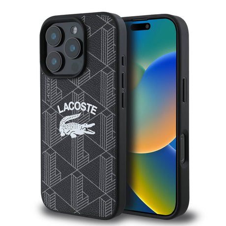 Apple iPhone 16 Pro Kılıf Lacoste Orjinal Lisanslı M-safe Şarj Özellikli Mono Vintage Logo Kapak