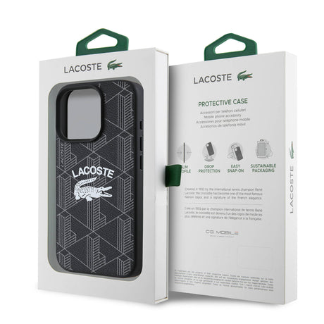 Apple iPhone 16 Pro Kılıf Lacoste Orjinal Lisanslı M-safe Şarj Özellikli Mono Vintage Logo Kapak