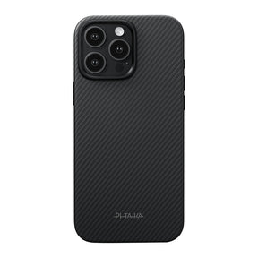 Apple iPhone 16 Pro Kılıf M-safe Şarj Özellikli Aramid Karbon Fiber Pitaka Military-Grade Classic Serisi New Logo Black-Grey Twill Kapak