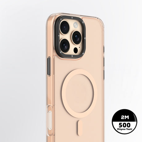Apple iPhone 16 Pro Kılıf M-safe Şarj Özellikli Cam Arka Yüzey TPU Youngkit Gemstone Clear Serisi Kapak